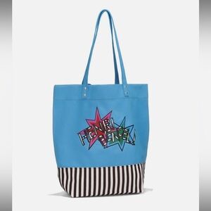 HENRI BENDEL Canvas LOGO Bright Blue Market TOTE BAG